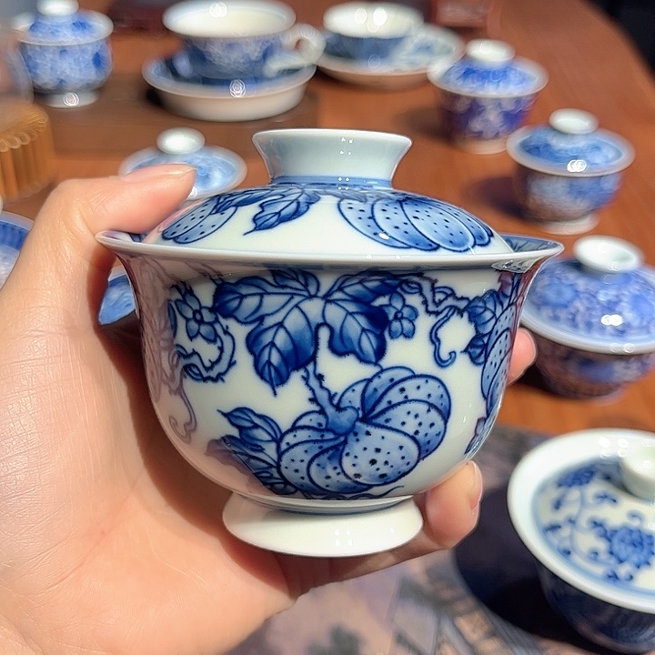 镹曰茶闲柴窑手工手绘青花