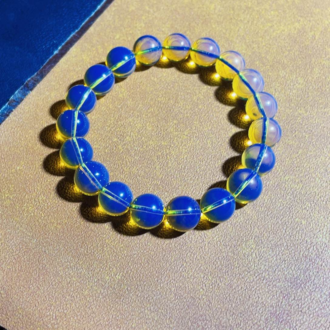未镶嵌蓝珀裸石天空蓝8手串