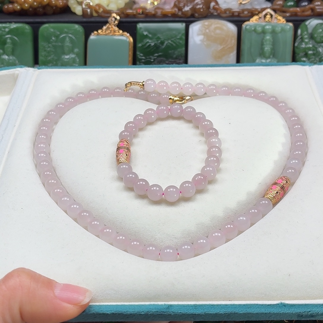 和田玉未镶嵌颈饰藕粉8