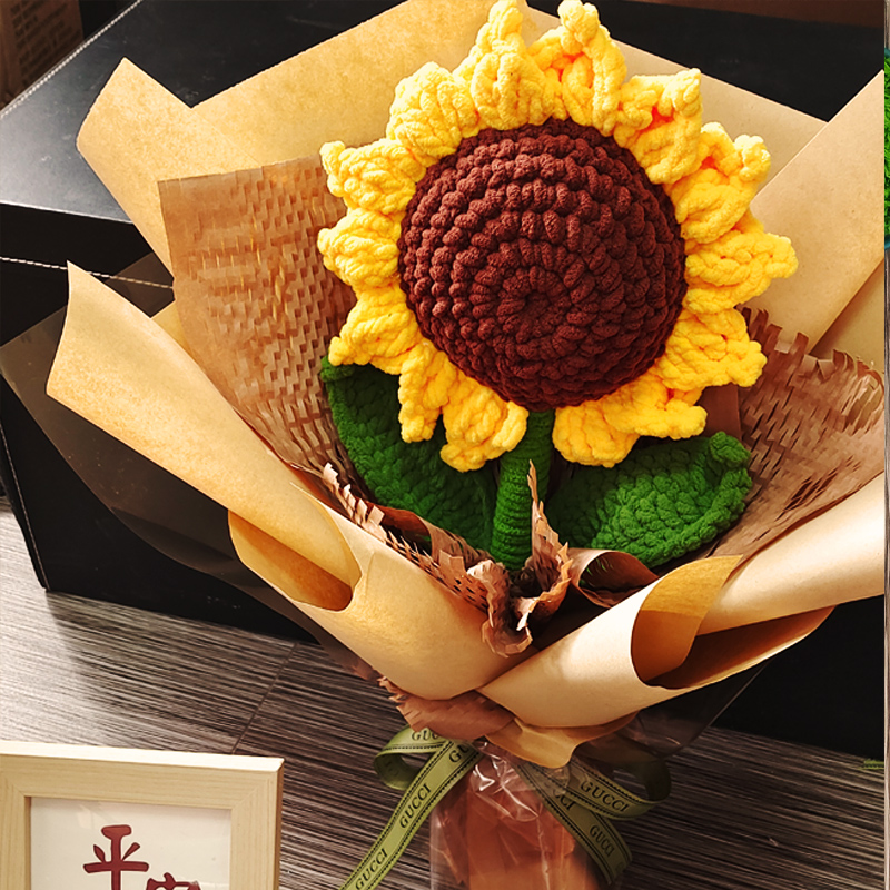 超大向日葵针织花束成品手工仿真花一举夺魁高考成人礼教师节礼物