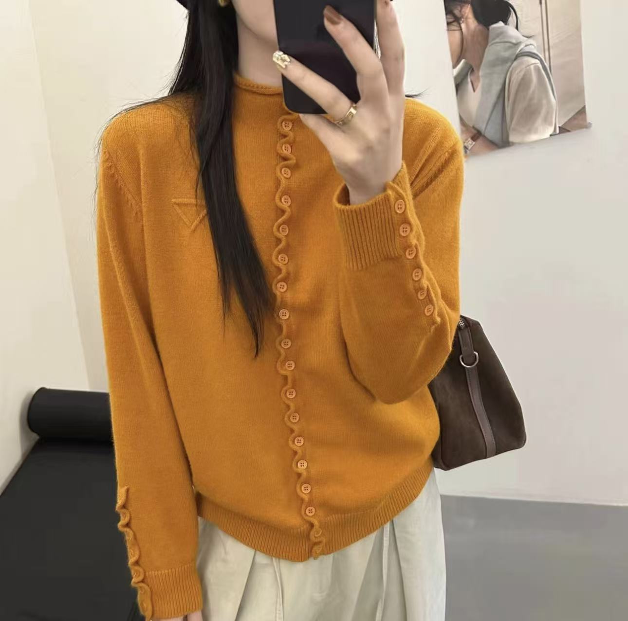 【花边扣】细羊毛针织衫女2025年冬季新款高领设计感显瘦开衫毛衣