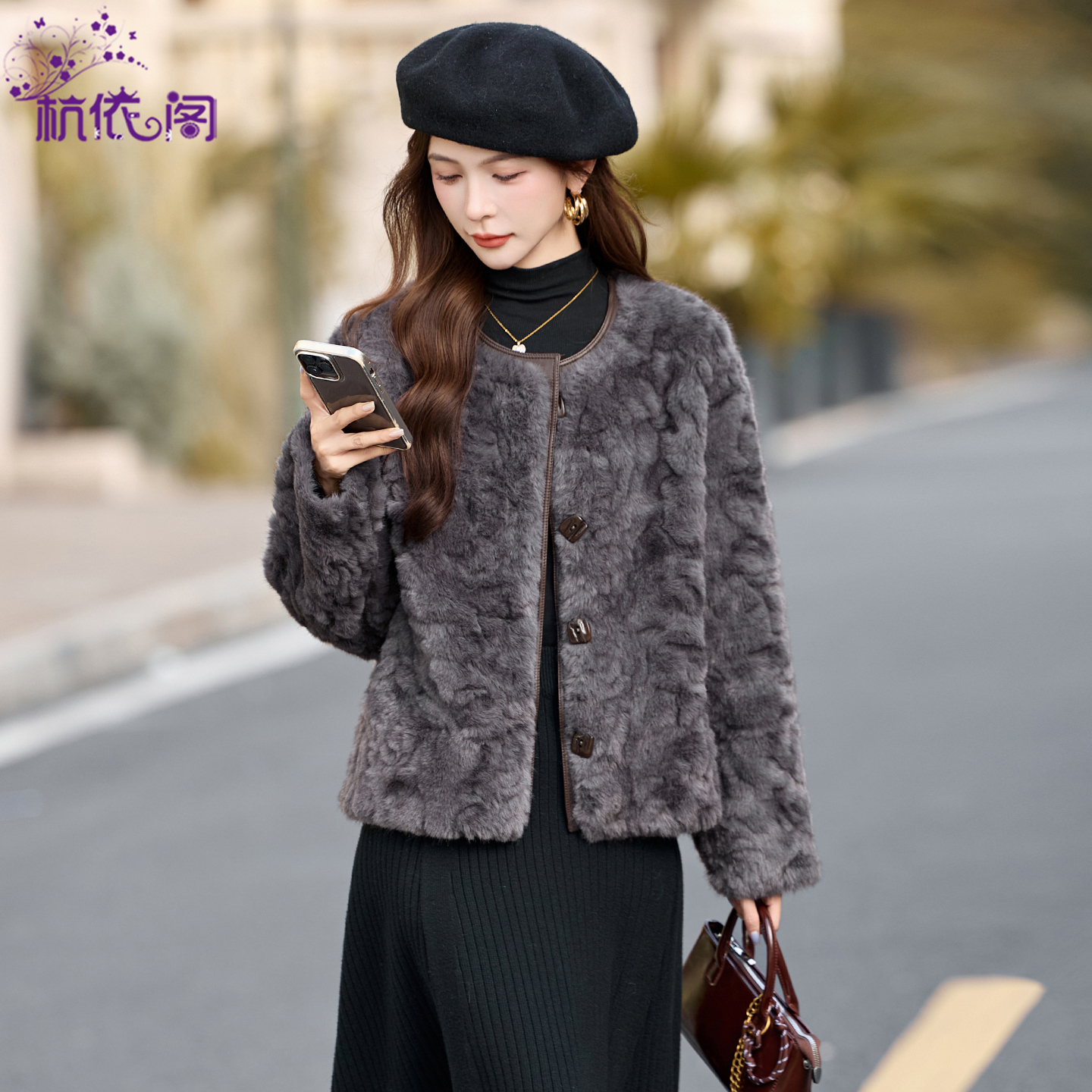 皮毛一体外套女冬2025新款高端加厚保暖仿羊羔毛环保皮草毛绒上衣