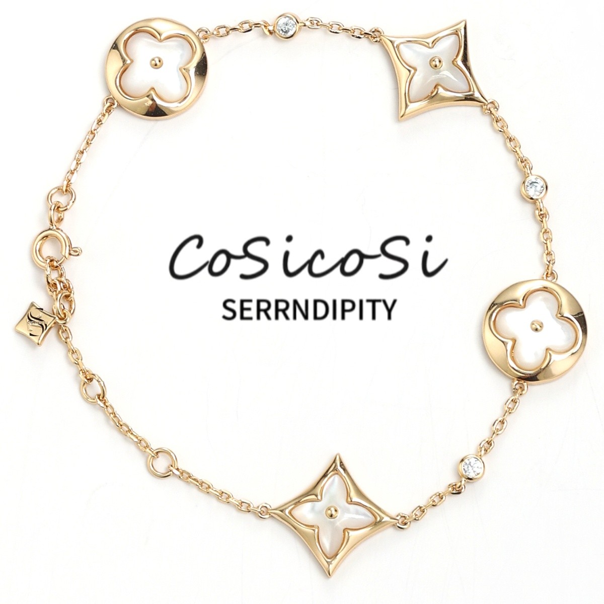 合金贝壳手链 V金CNC精工 轻奢经典老花手链