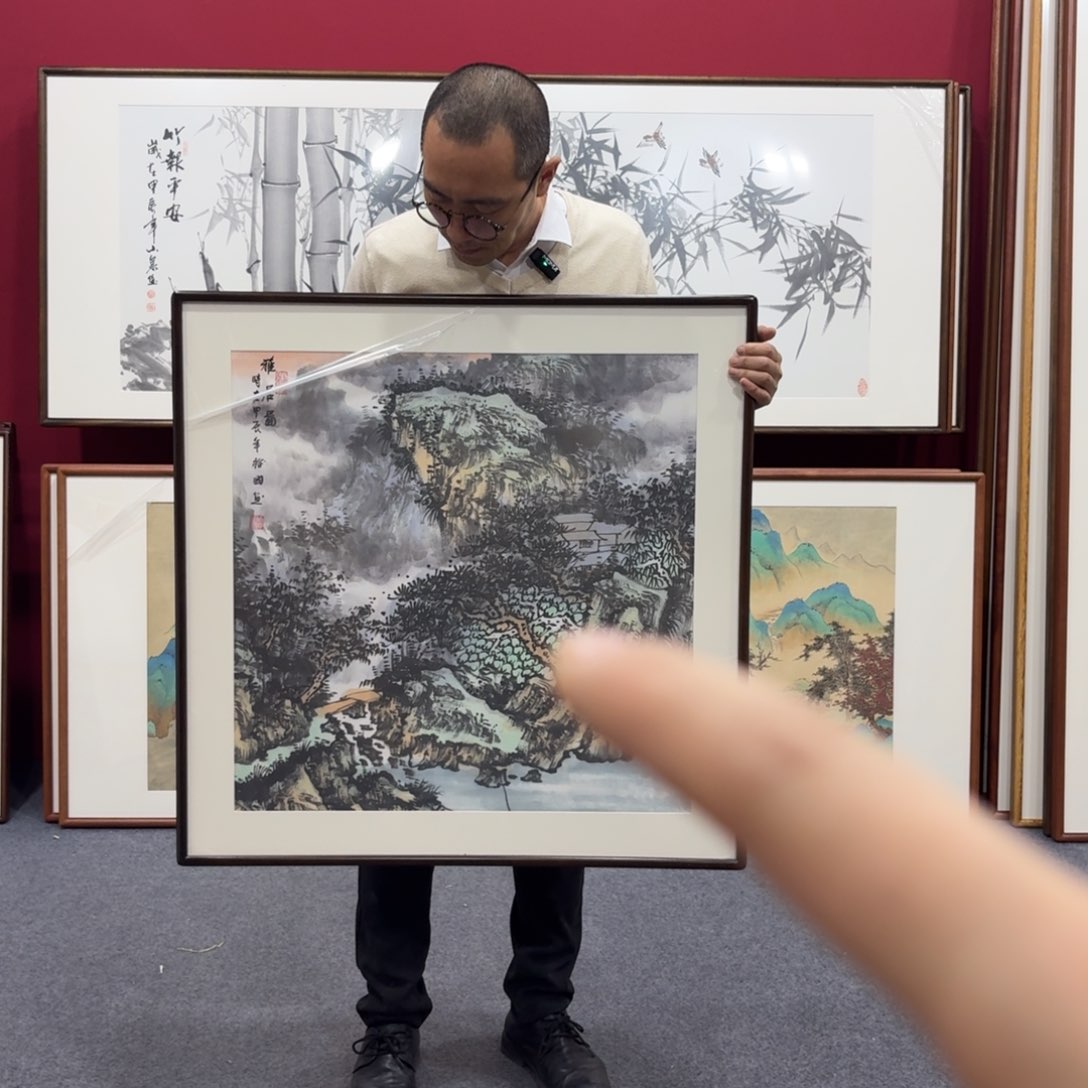 国画带框绘画80/80尺寸