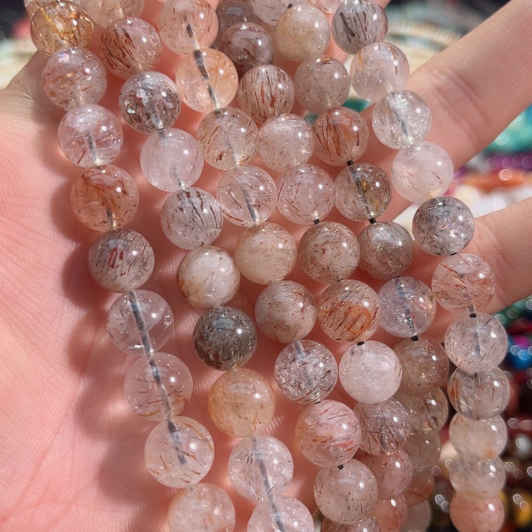 玛瑙/玉髓合金珠宝半成品黑金超七一条10mm