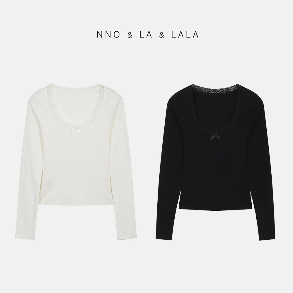 LA 芭蕾风 蕾丝蝴蝶结 长袖T恤 31092