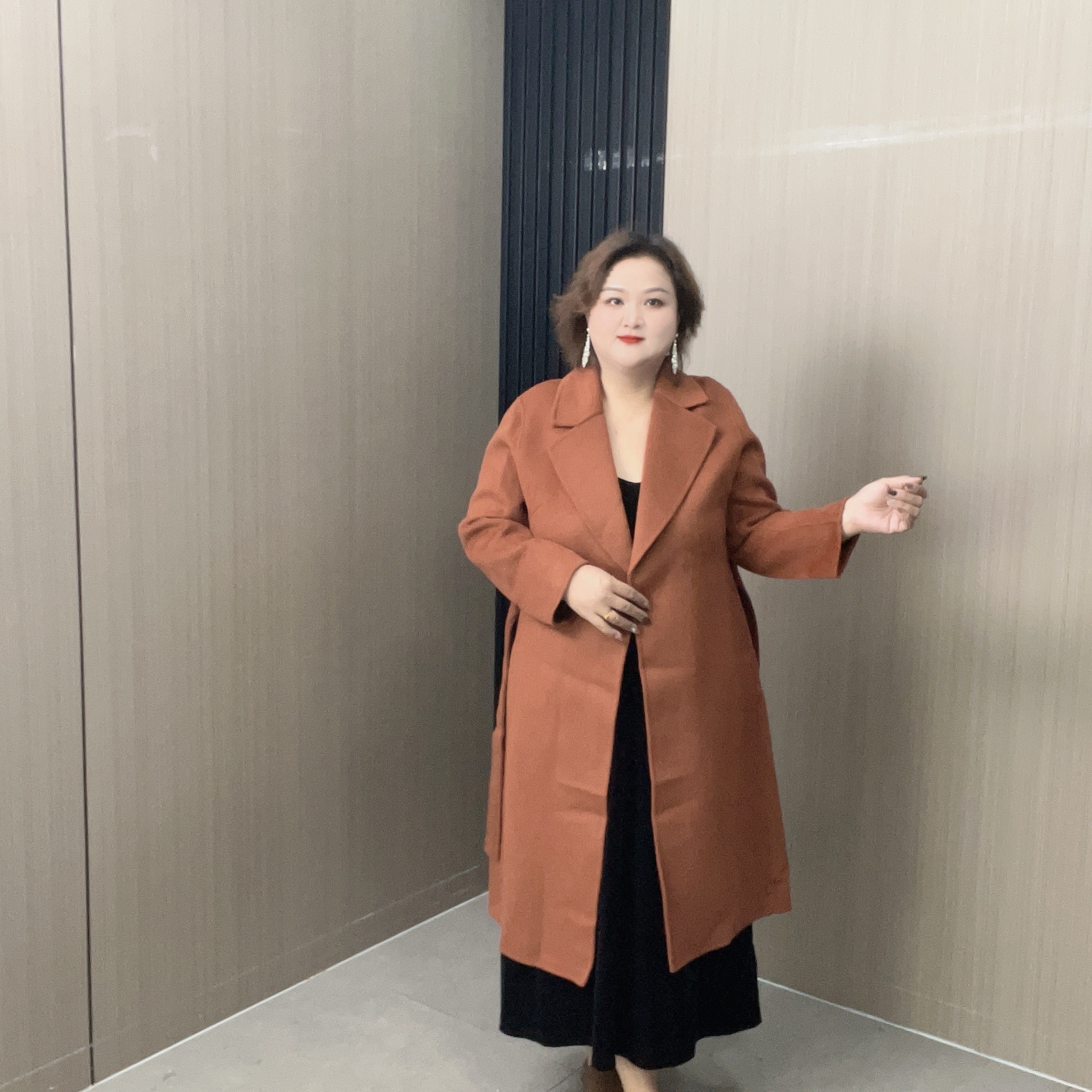 【乔姐严选0025】纯色毛呢外套修身型时尚长款外套西装领秋冬款