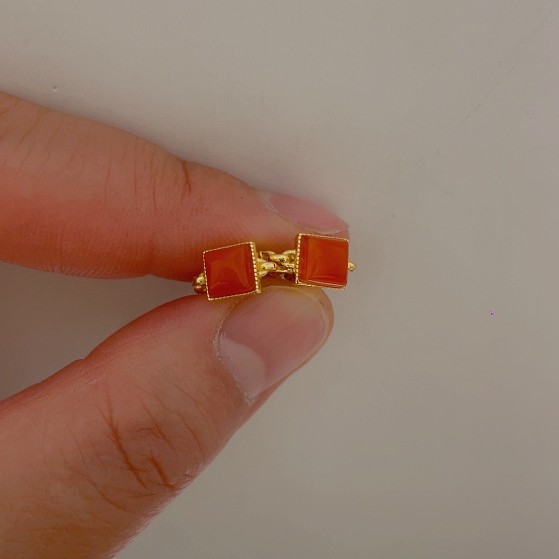 和田玉耳饰银S925镀金镶嵌