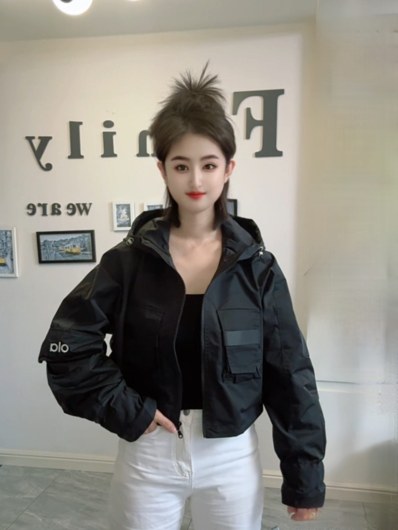 涵范＋【0355】秋季新款灯笼袖女连帽短外套百搭时尚韩版网红外套