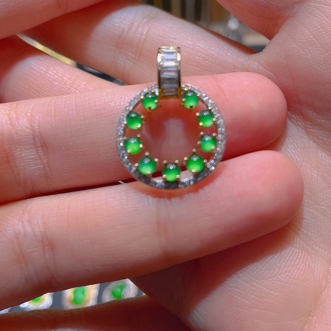 翡翠银S925镶嵌吊坠(不含链)