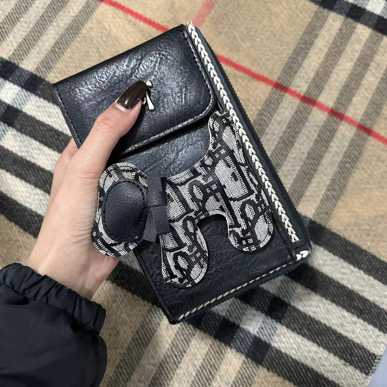 小狗黑色时尚钱包斜挎包包-38201