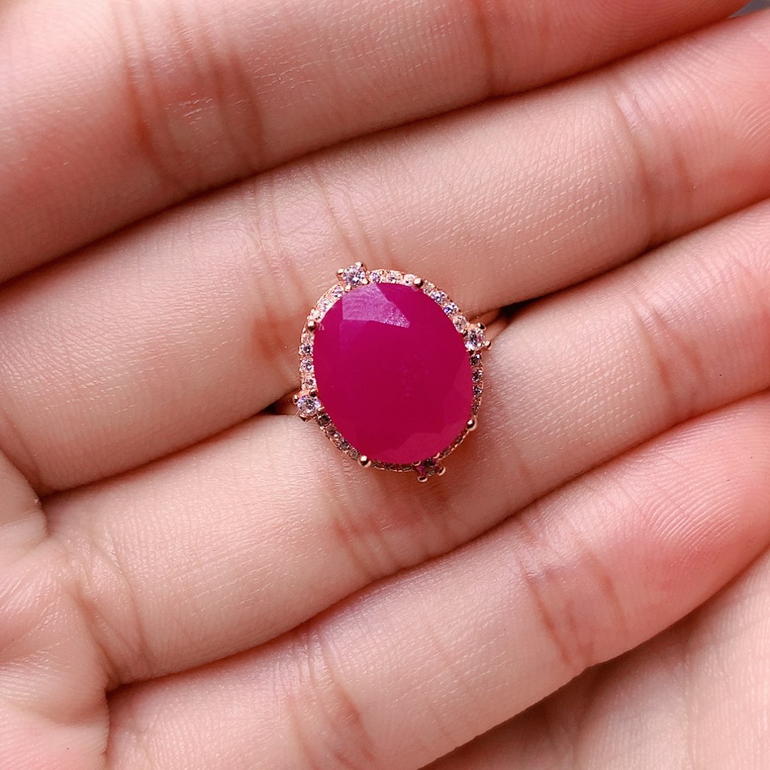 红宝石戒指银S925镶嵌