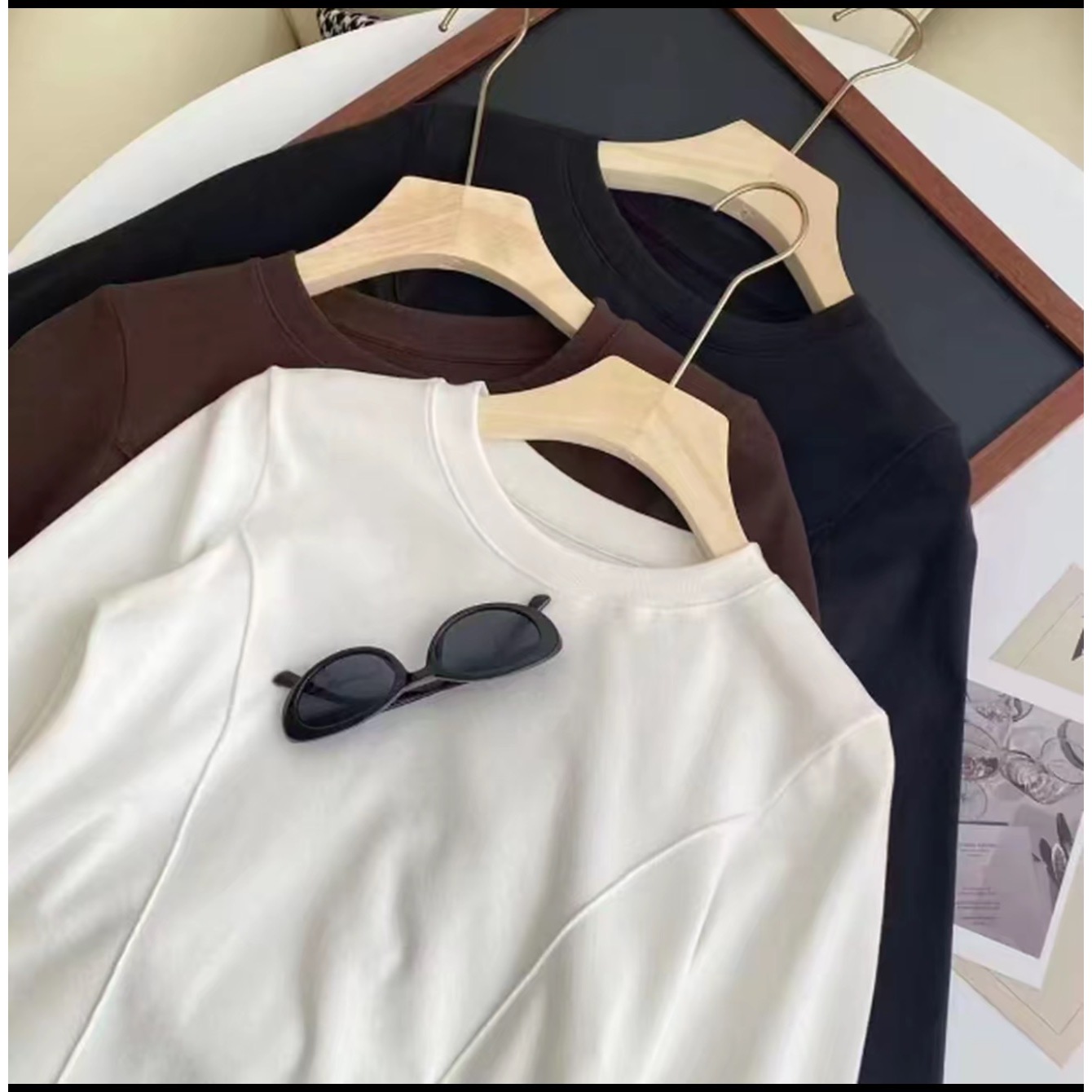 【坦姐严选 实体品质】新款加绒秋冬显瘦长袖t恤9961