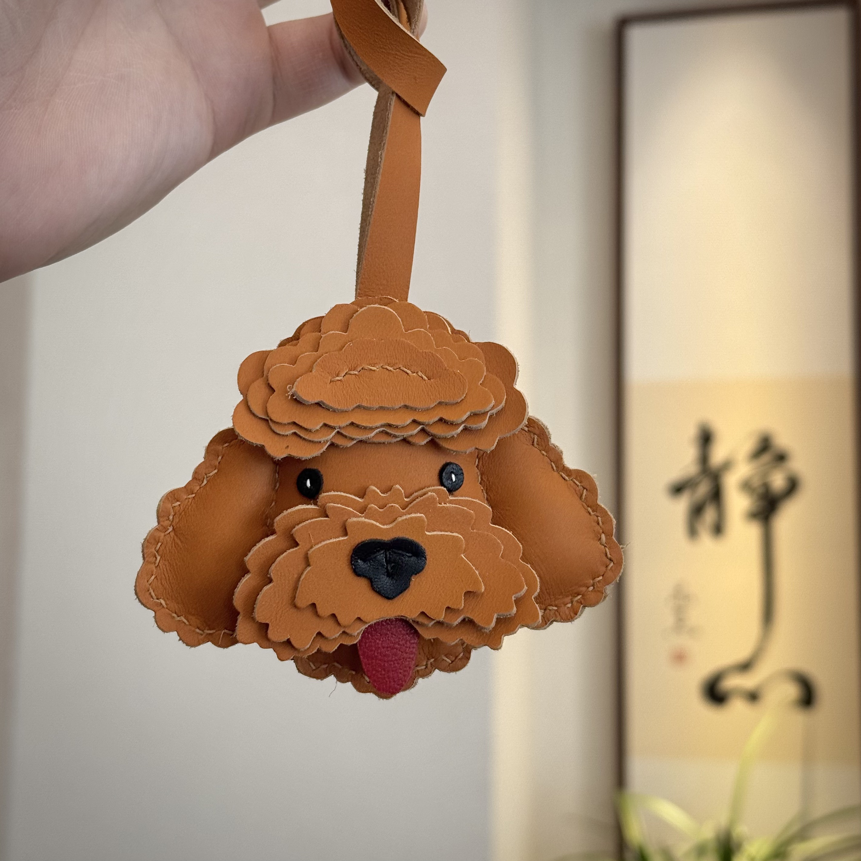 【三莳蓝】真皮DIY手工狗狗包挂件