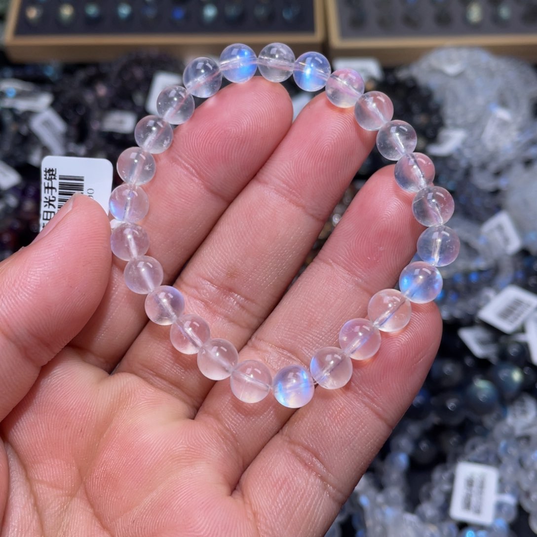 月光石手链未镶嵌辣*?蓝月光手链7.5m