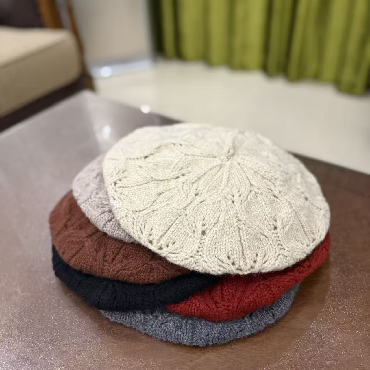 羊毛贝雷帽秋冬气质风帽子针织保暖画家帽百搭潮流帽