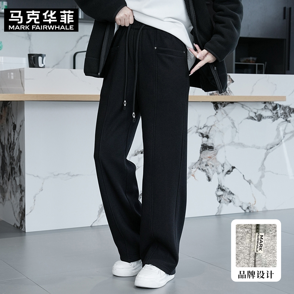 MARK FAIRWHALE/马克华菲2025冬季新款加绒时尚运动裤男士休闲裤
