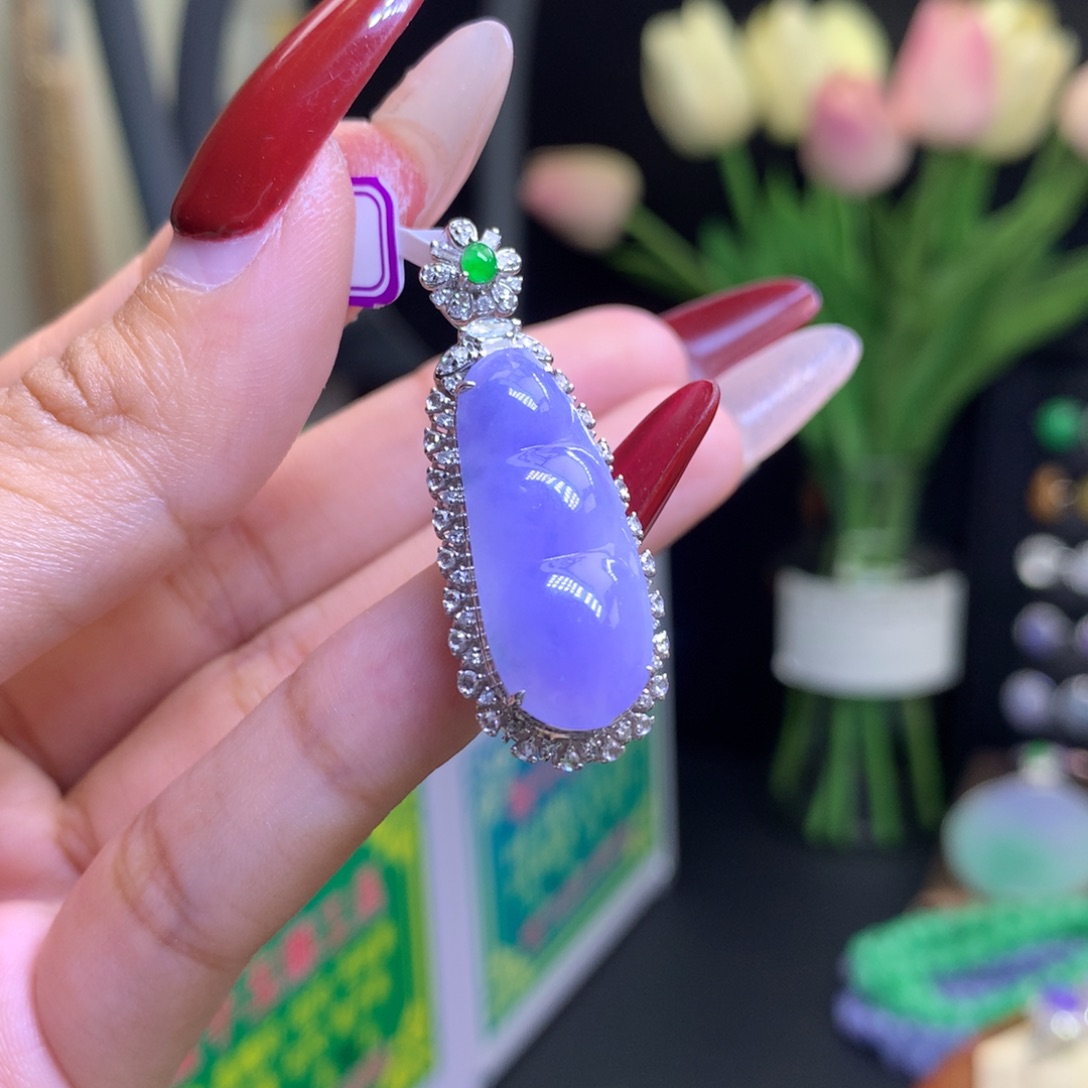 翡翠颈饰18K金镶嵌天然