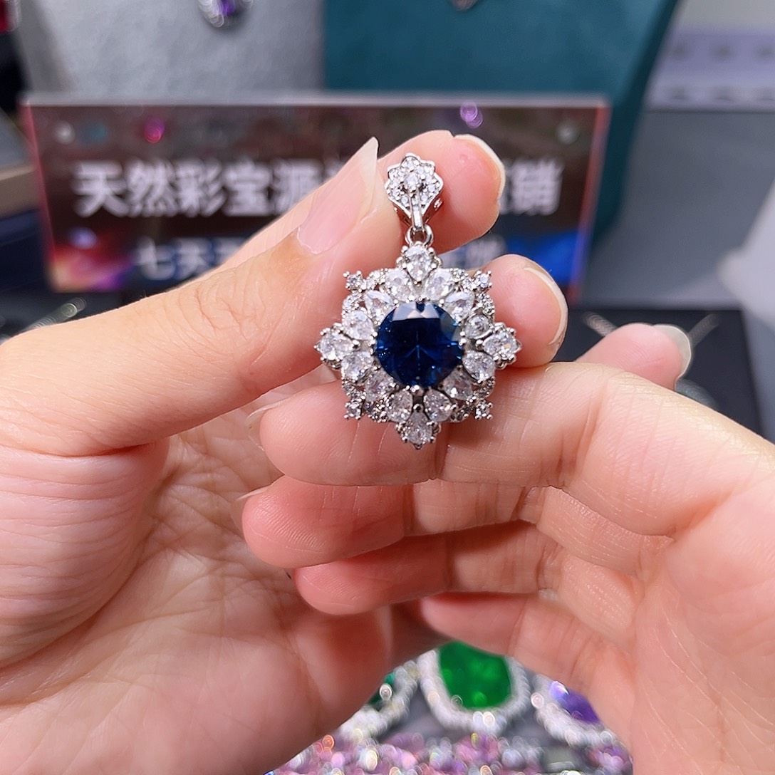 颈饰蓝宝石银S925镶嵌m 180