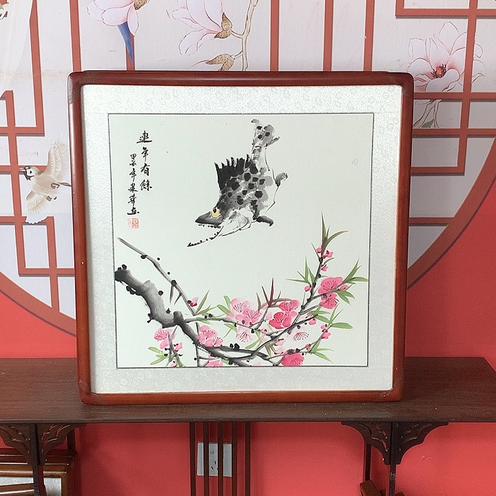 国画带框62✖️62手绘包邮