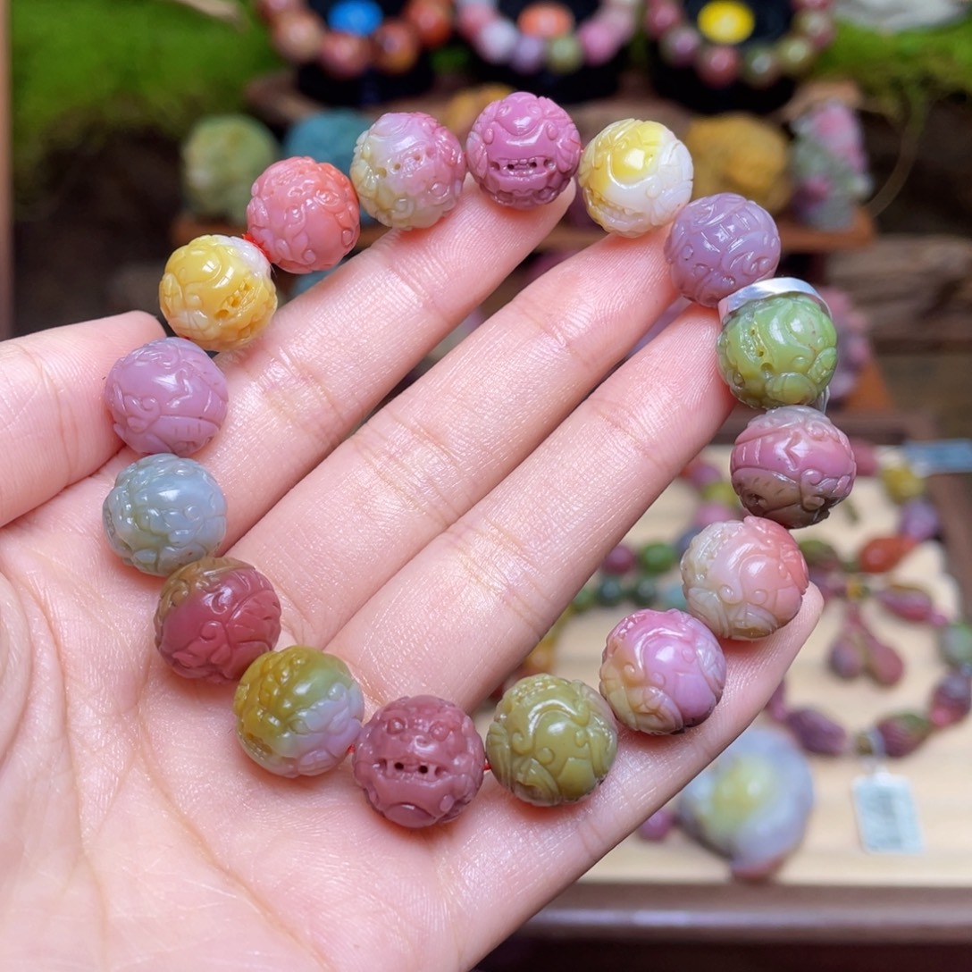 三***千未镶嵌玛瑙/玉髓珠宝半成品盐源玛瑙貔貅串