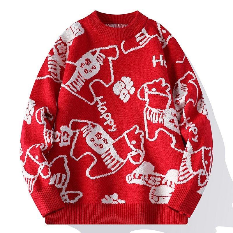 秋冬新款男士毛衣保暖百搭休闲宽松男装针织毛衫男上衣