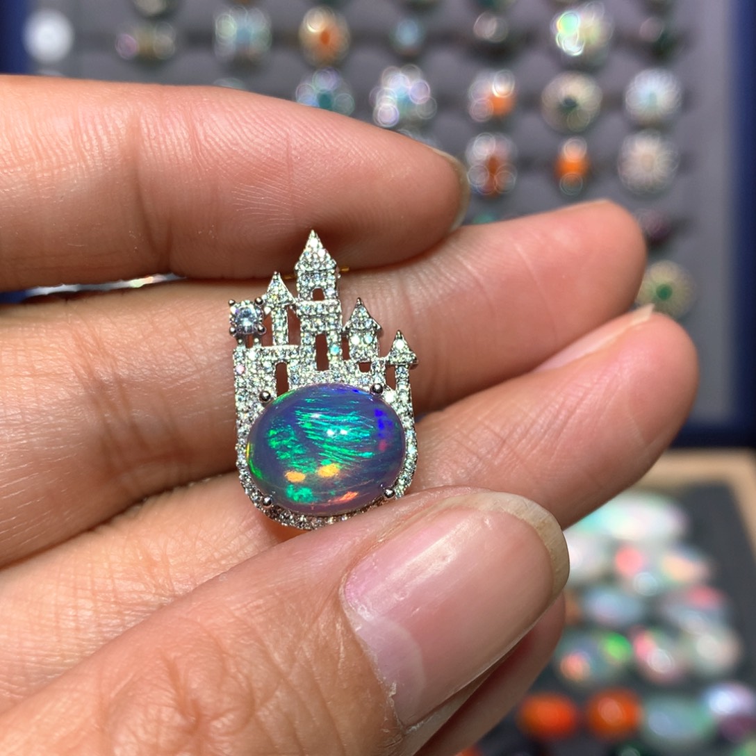 欧泊裸石定制银S925镶嵌乌*