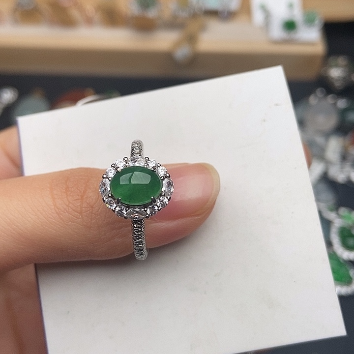 翡翠银S925镶嵌戒指