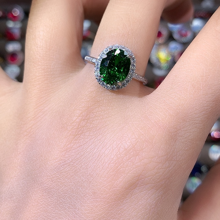 碧玺银S925镶嵌戒指白810