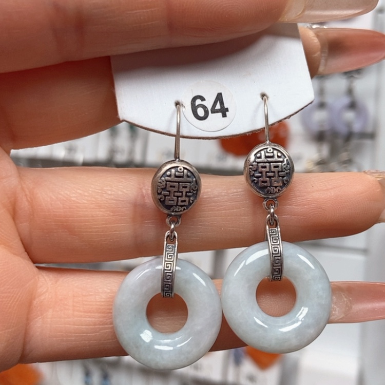 【闪购商品】翡翠耳饰银S925镶嵌耳饰