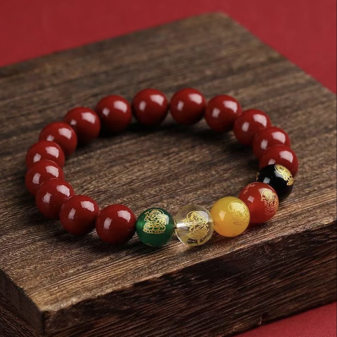 含辰砂工艺品辰砂工艺品五路财神手串 89-多样性发货