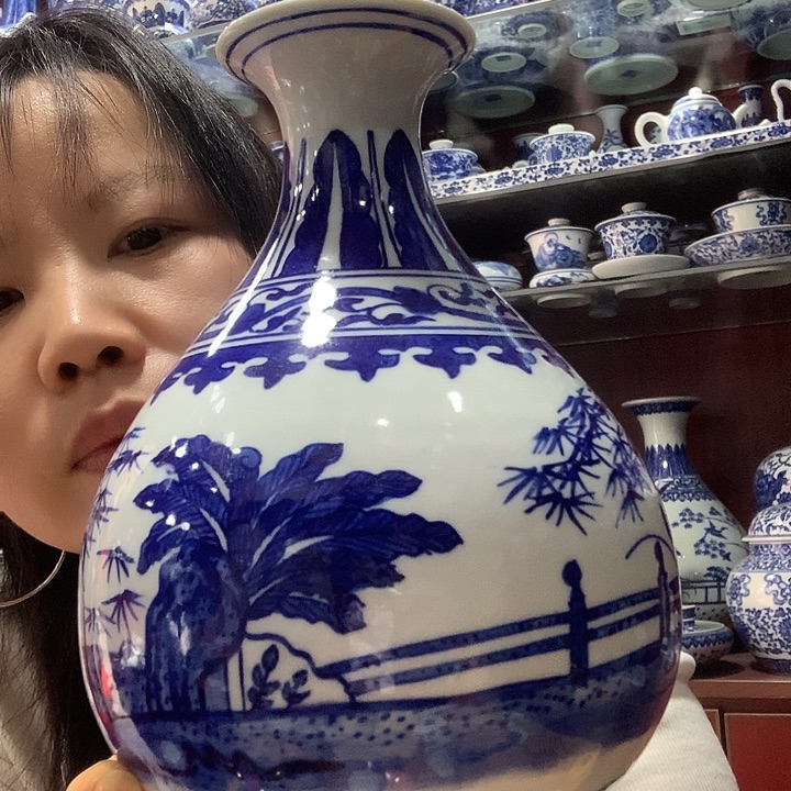 摆件陶景德镇陶瓷手工绘画芭蕉图玉福春