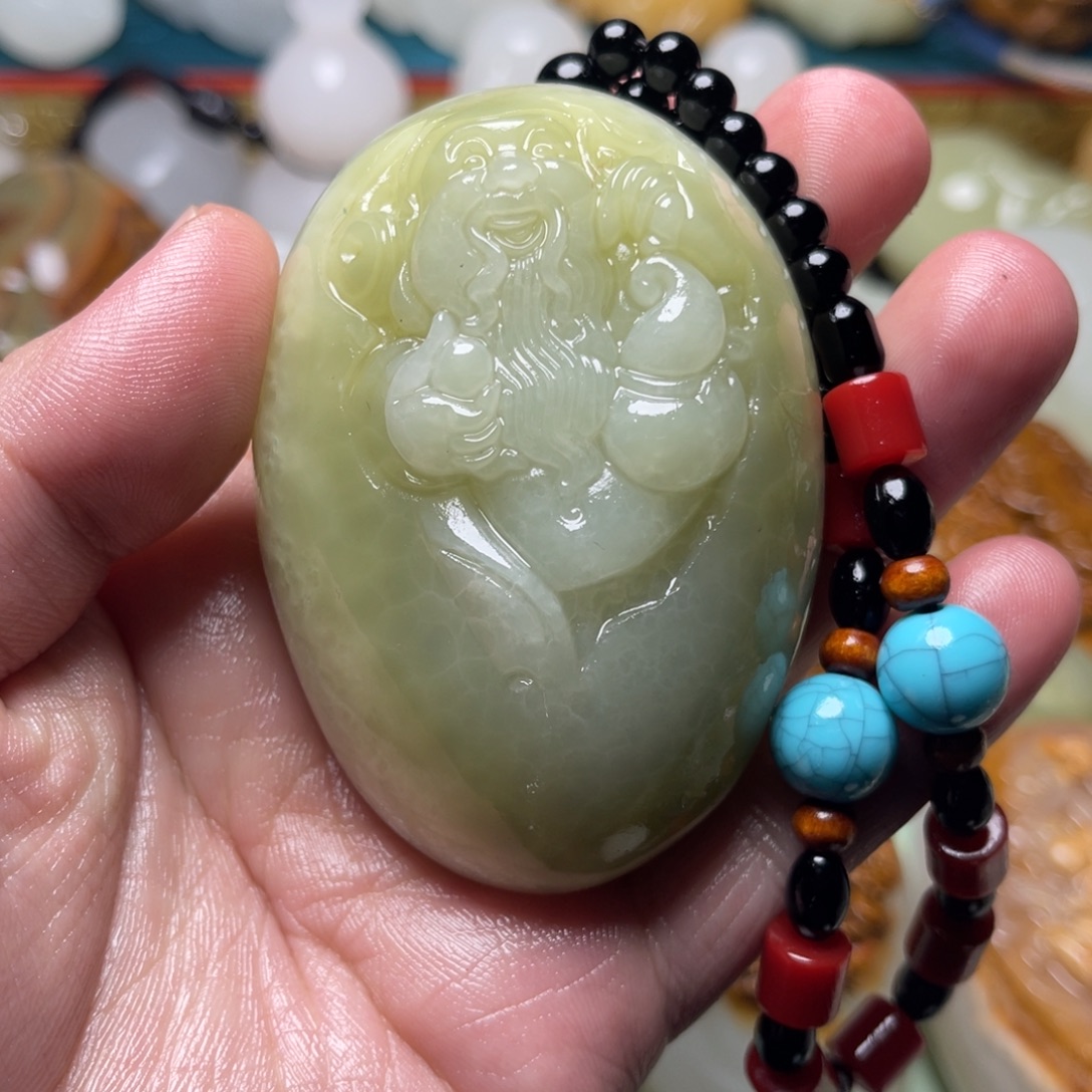 梓***墨石材天然方解石手把件不退换