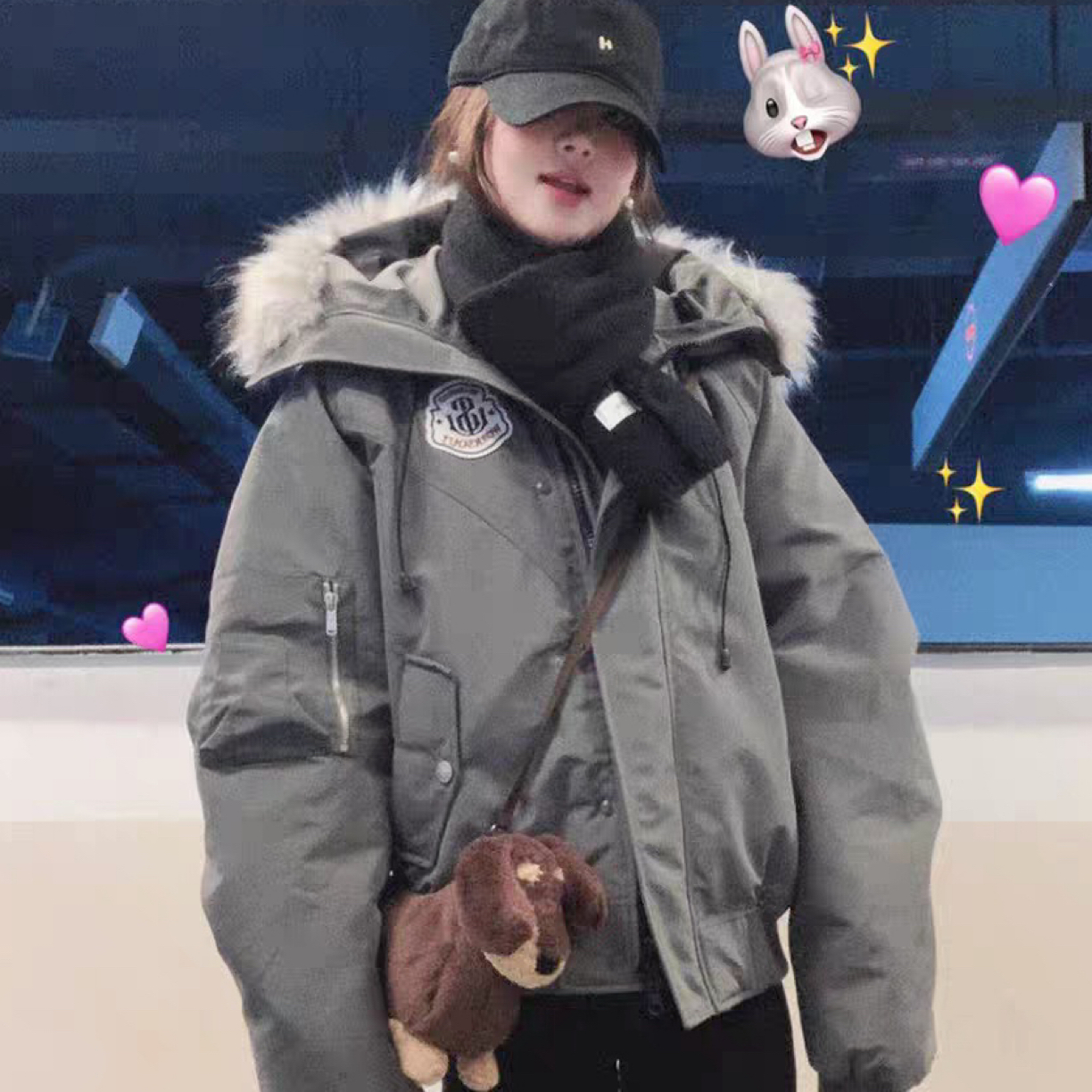 露思同款 大毛领 派克服 外套