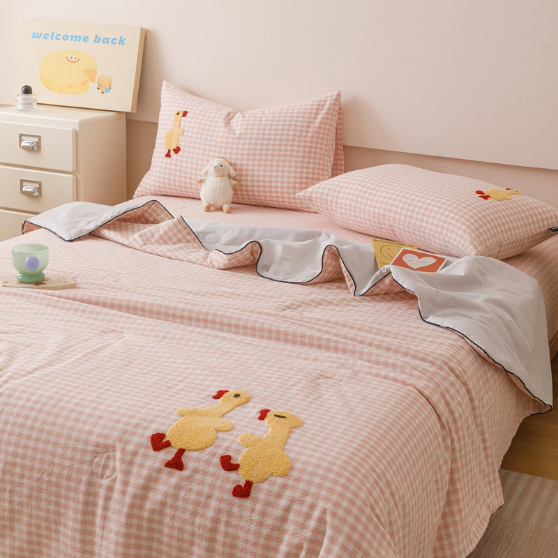 【卡通夏被】全棉色织水洗棉毛巾绣夏凉被担任双人儿童纯棉空调被