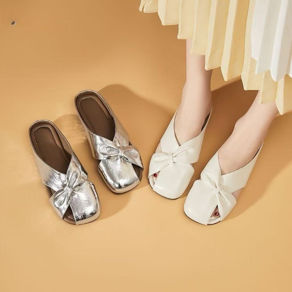 【品牌补贴】低跟优雅包头春季包头拖春夏半拖防滑平底拖鞋凉鞋