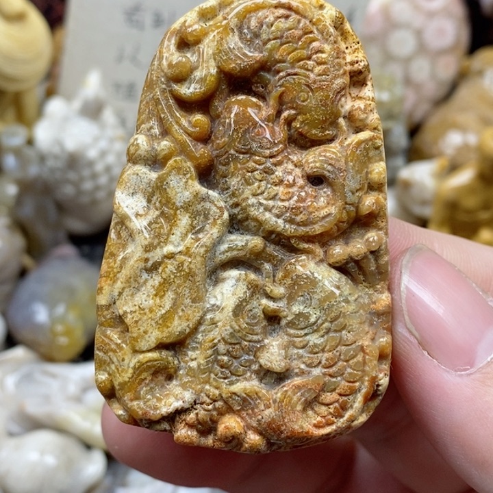 颈饰未镶嵌硅化珊瑚（珊瑚玉）有瑕