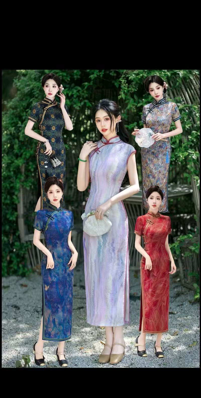 苏州2025新款爆款旗袍裙子【重工高腰式底开叉 】【衣长125】婷3