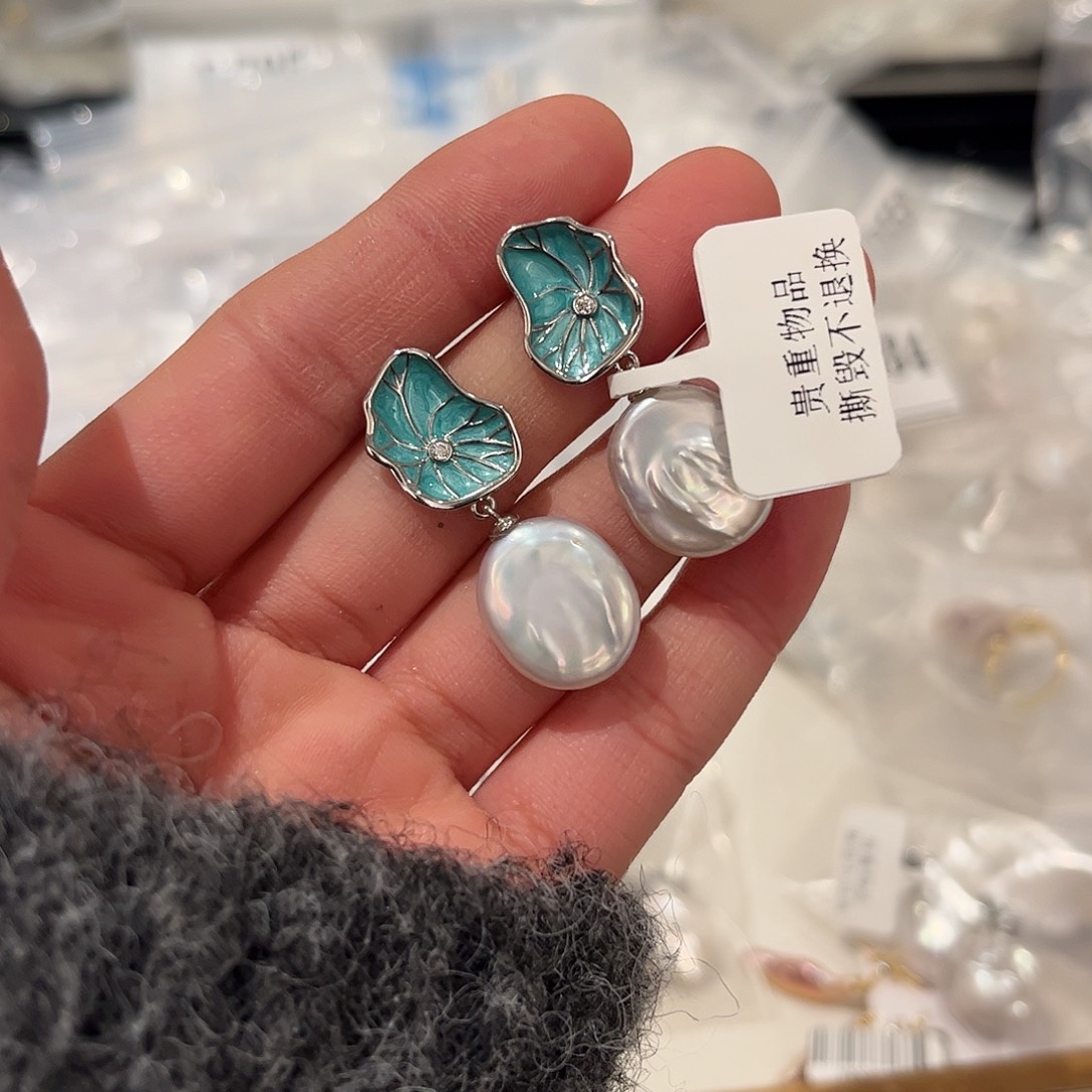 淡水珍珠耳饰合金