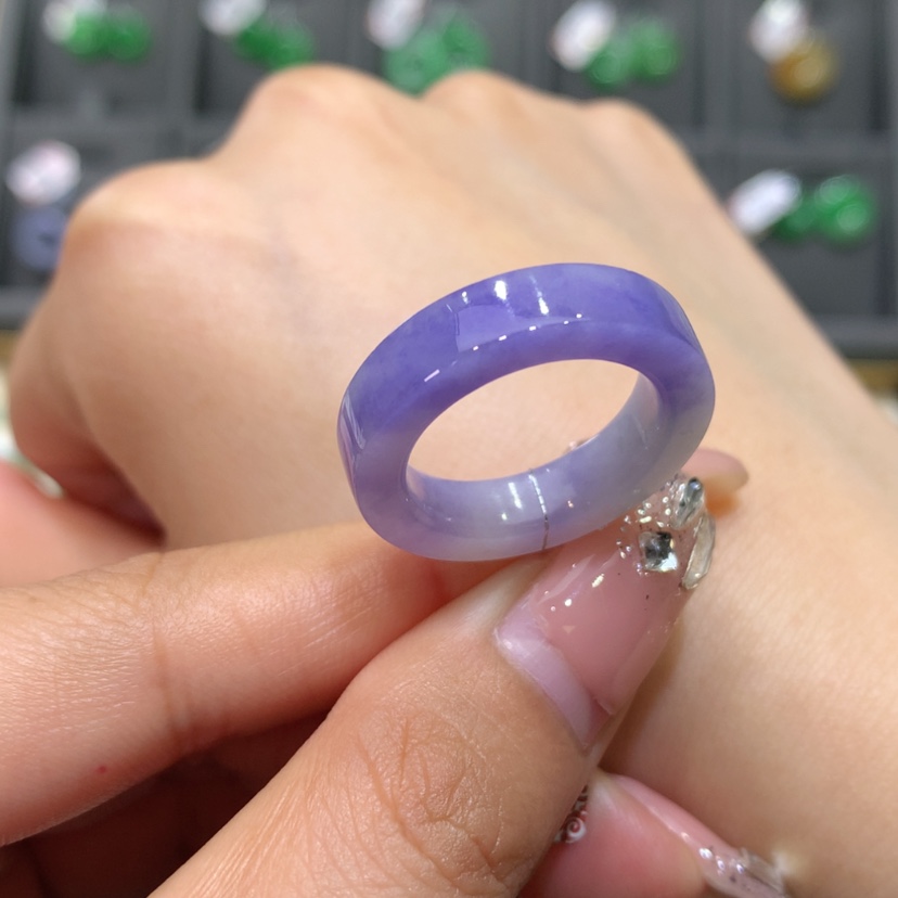 【闪购商品】翡翠戒指未镶嵌14.15号浓紫方戒
