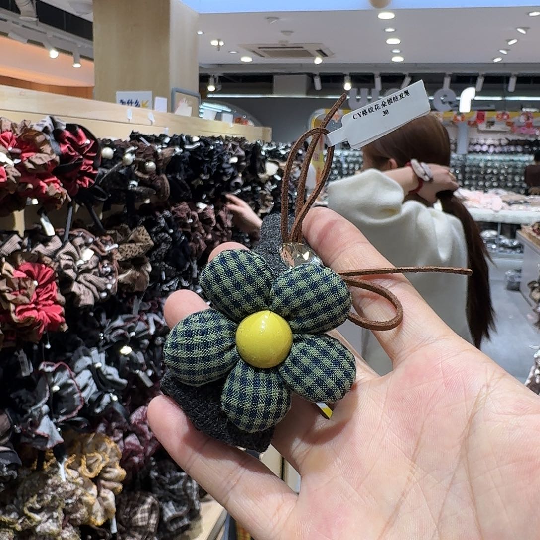 布艺非金属面膜发绳绿色花花
