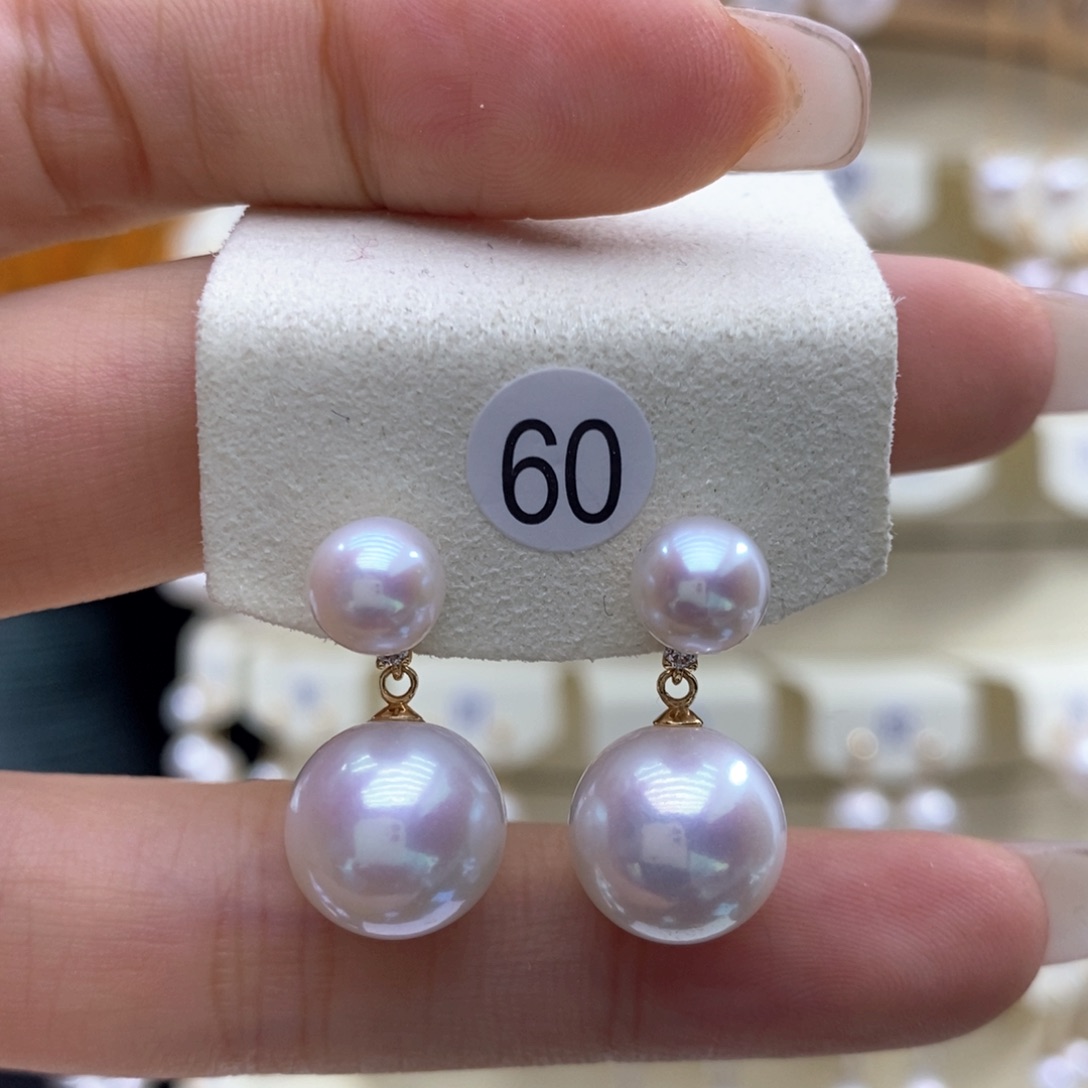 淡水珍珠耳饰18K金镶嵌