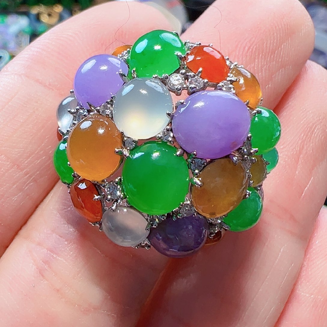 翡翠戒指18K金镶嵌签收后24小时鉴赏期