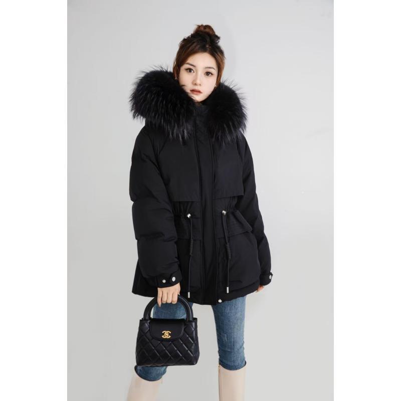 【品牌派克】90鹅绒服大毛领女装收腰加厚连帽保暖冬季女款