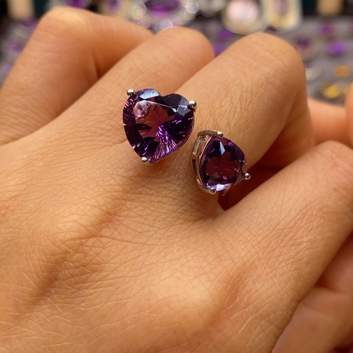 水晶戒指银S925镶嵌水晶戒指