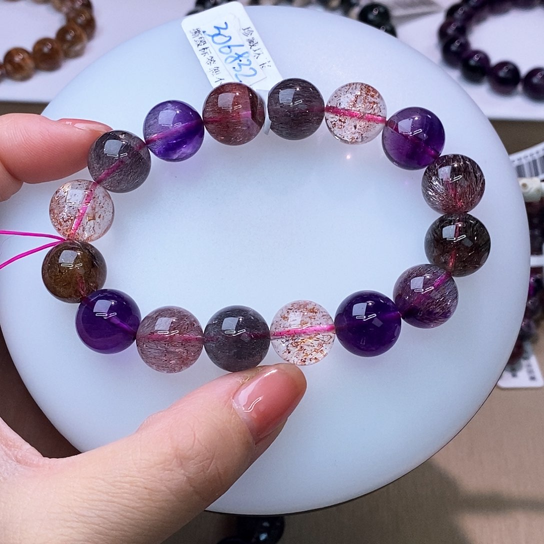 水晶手链未镶嵌黑加仑超七13+m 