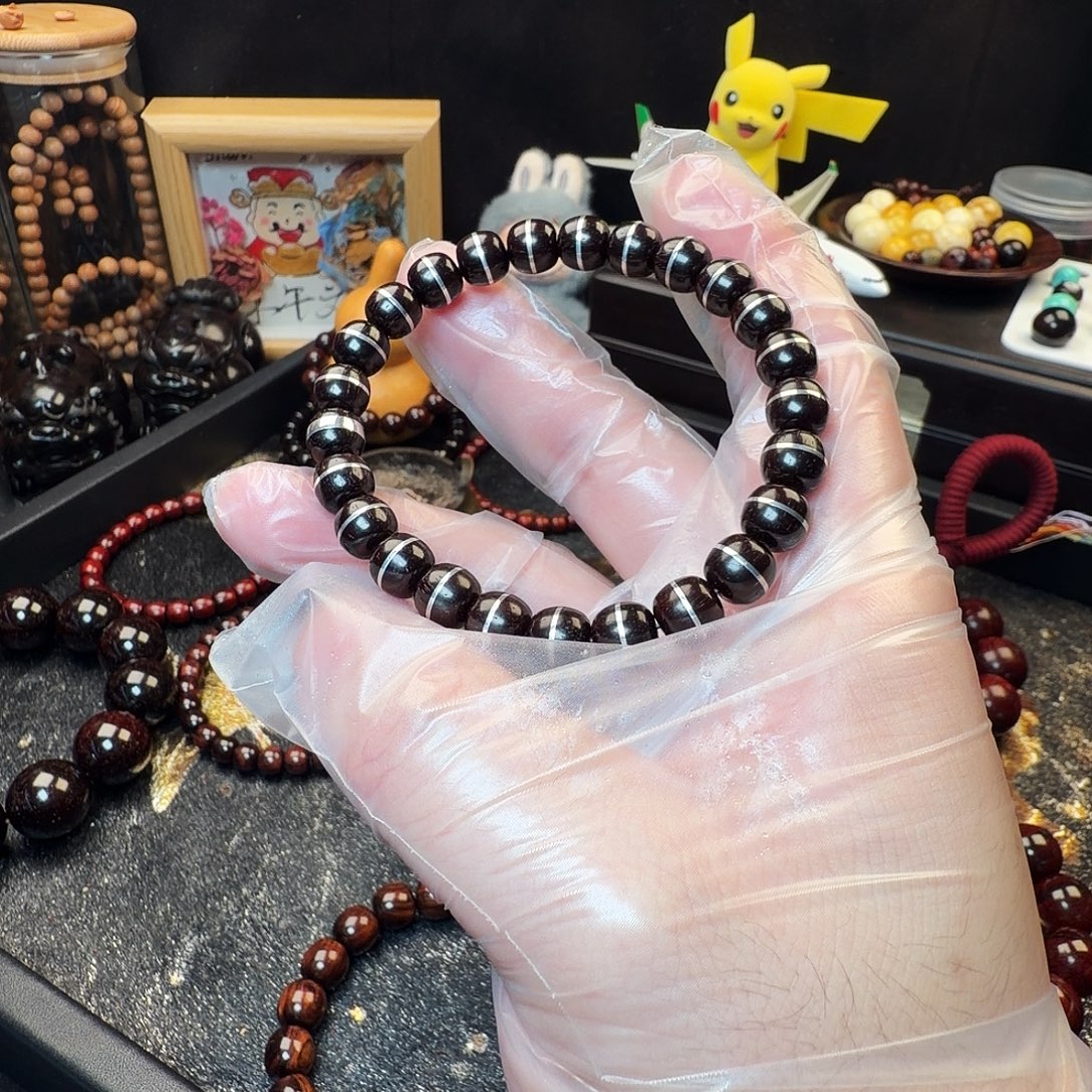 清***酒手串/手链小叶紫檀8.5银腰带