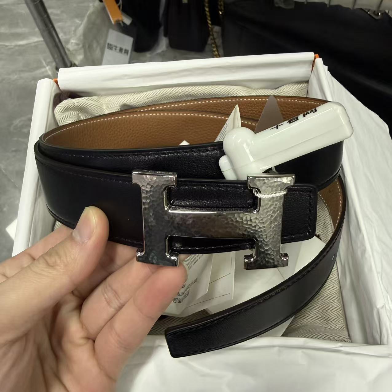未使用 Hermes/爱马仕 【安则专属】黑色皮带/90码