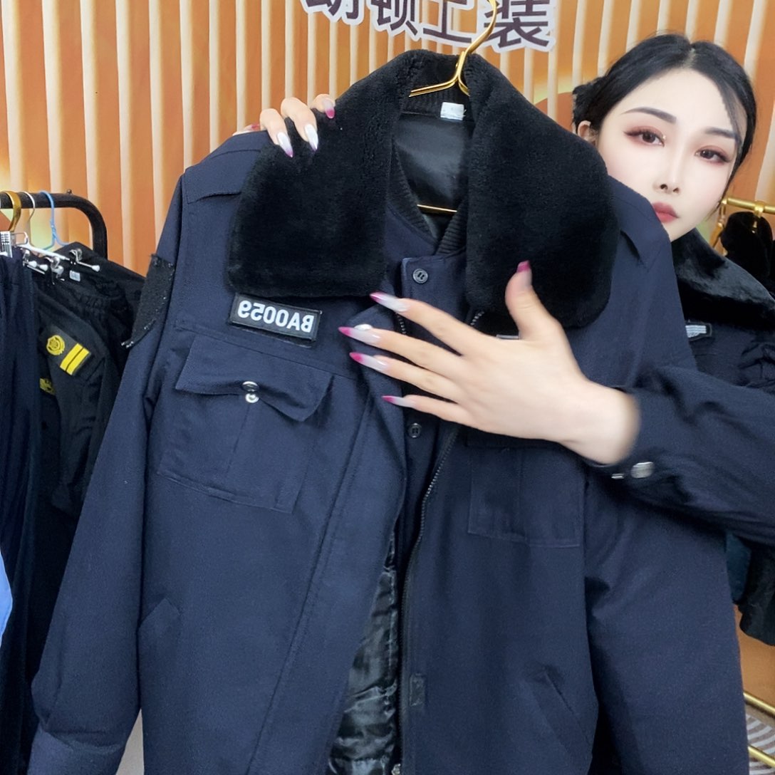 藏青色冬季羊绒棉夹克上衣170/96码不要标