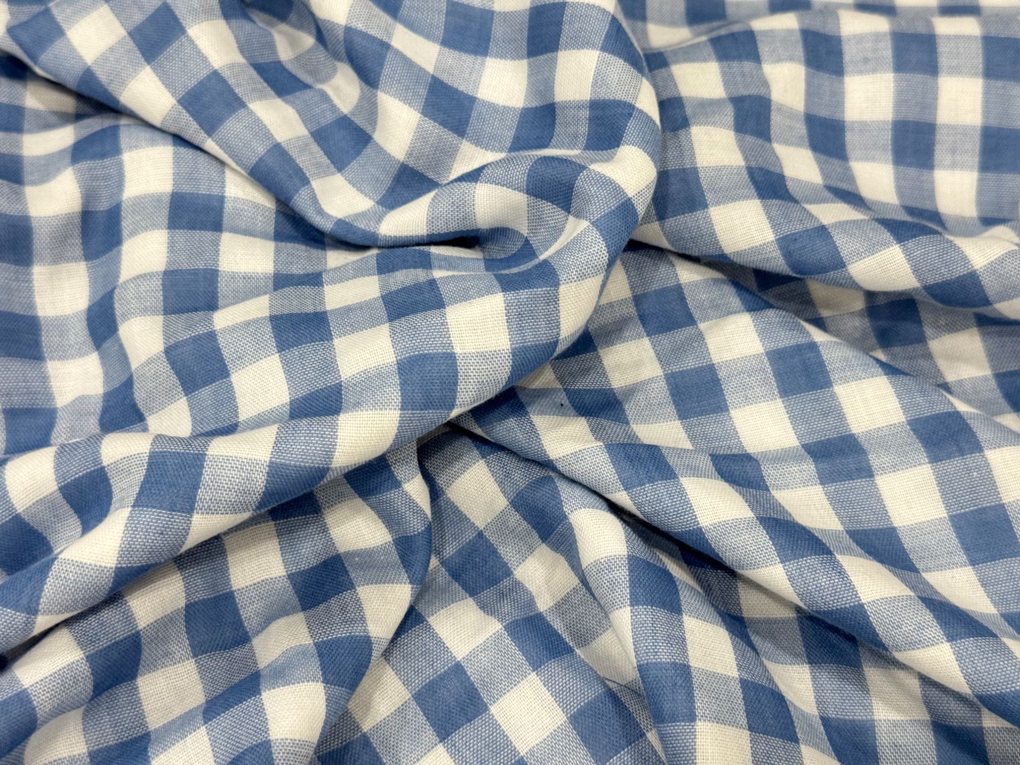 经典进口蓝白格子全棉双层布